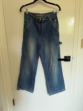 Plugg Faded Blue High-Rise Wide-Leg Jeans